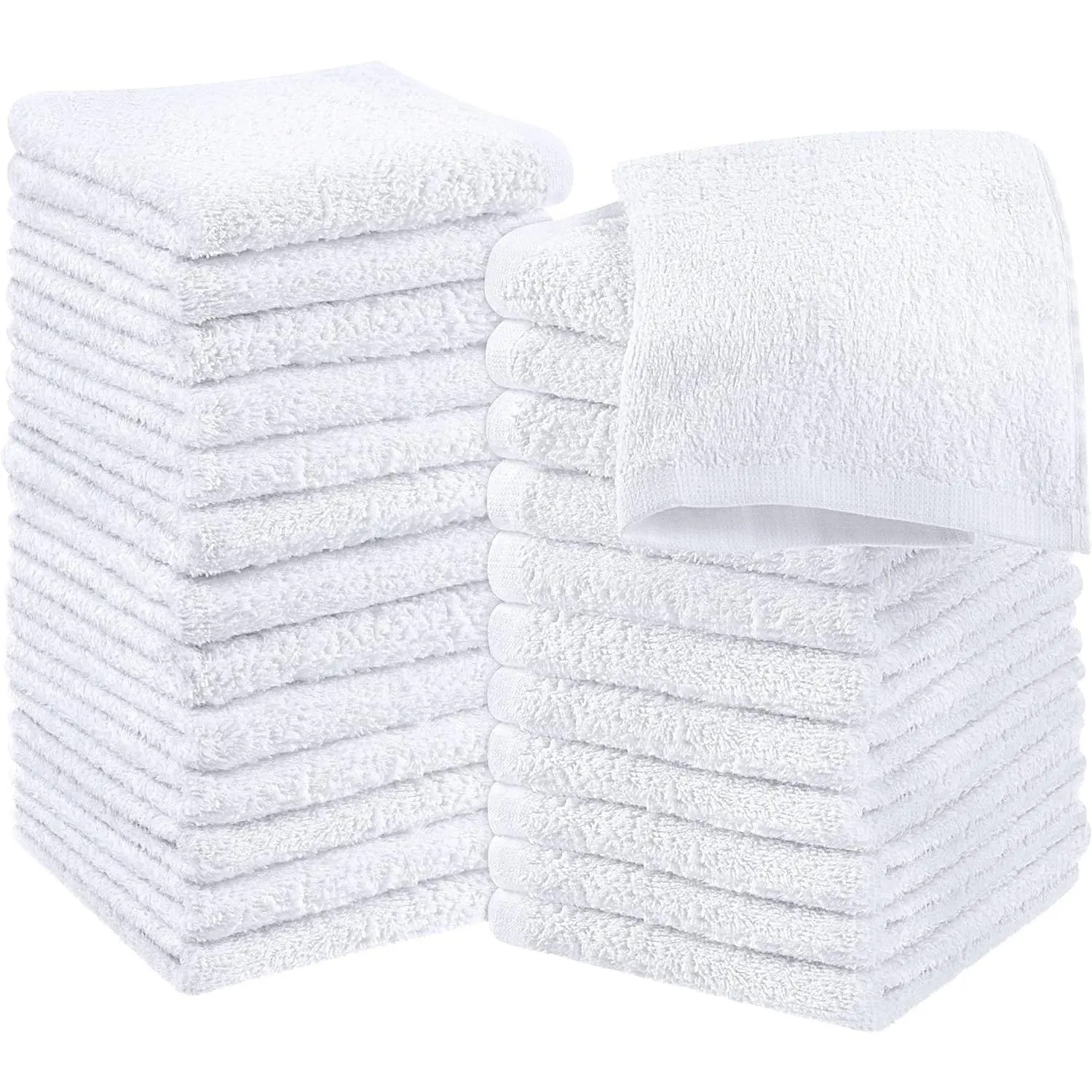 Cotton Washcloths Set - 100% Ring Spun Cotton, Premium Quality Flannel Face Cloths, Highly Absorbent and Soft Feel Fingertip Towels (24 Pack,)