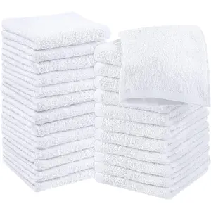 Cotton Washcloths Set - 100% Ring Spun Cotton, Premium Quality Flannel Face Cloths, Highly Absorbent and Soft Feel Fingertip Towels (24 Pack,)
