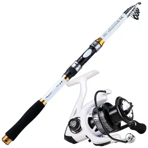 Sougayilang Conventional Spinning Rod and Reel Combo - Medium-Heavy Fiberglass Telescopic Rod, Catfish Angling Outdoor Fishing Equipment