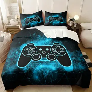 Cyber Blue Gaming Controller Bedding Set, Includes 1 or 2 Pillowcases, Breathable Fabric, Ideal for Game Room and Bedroom