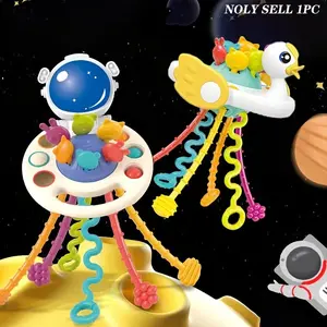 Random Color Astronaut & Duck Design Pull String Toy, 1 Count Early Education Sensory Toy, Interactive Duck Shaped Pull String Sensory Toy for Babies & Toddlers