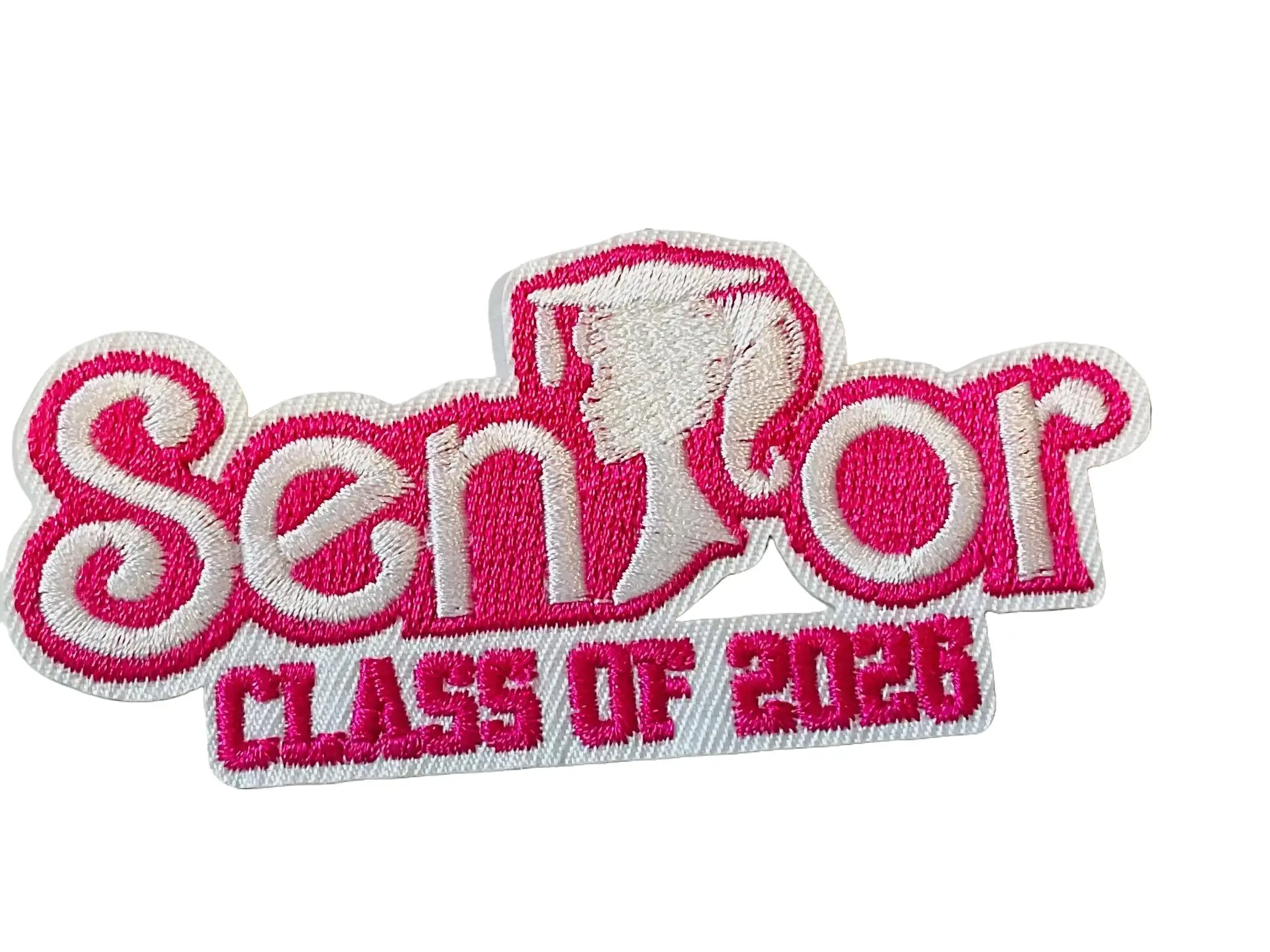 2026 Seniors' Pink Embroidery Patch - 3.5x1.625 in Sewing Supply, Crafters' Accessory, Custom Gift for Parents, Graduation Celebration Decor for Class of 2026, Backpack Accent, Soft Aesthetic