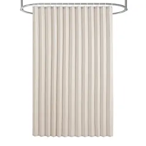 Deconovo Boho Farmhouse Linen Shower Curtain - 72"x72" Natural Cotton Fabric Liner for Bathroom, Modern Design