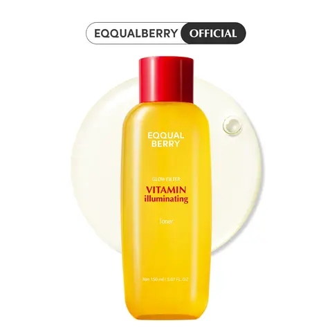 EQQUALBERRY Vitamin Illuminating Toner - Brightening Vitamin C & Niacinamide 3% | Gentle Daily Exfoliating | Skin-Prep Hydration for Glowy Skin, 5.07 fl.oz / 150ml