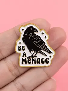 Crow & Quotations Cartoon Animal Zinc Alloy Brooch Pin, Unisex Fashion Accessory for Bags and Clothes, Cute Style Enamel Chestpin
