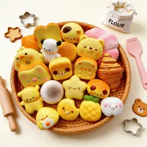 Cute Cartoon Squeeze Toys, Kawaii Squishies Slow Rising Stress Relief Toys, Soft Animal Bread Shape Fidget Toys for Kids Adults, Anxiety Relief Squeeze Toys for Birthday, Christmas, Party Favors, Desk Decor