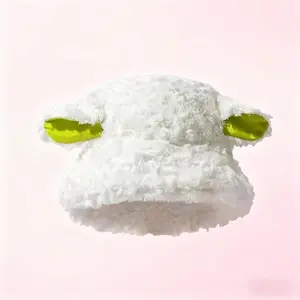 Unisex Fluffy Sheep Ear Beanie Warm Thick Plush Cozy Trendy One-Size for Cold Weather Daily Outdoor with 3D Neon Green Inner Lining Soft Dense Plush Fabric CozyWinterHat2026 FluffySheepEarBeanie