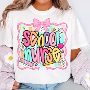 School Nurse Unisex T-Shirt Coquette Nurse School Bow Tee Unisex T-Shirt