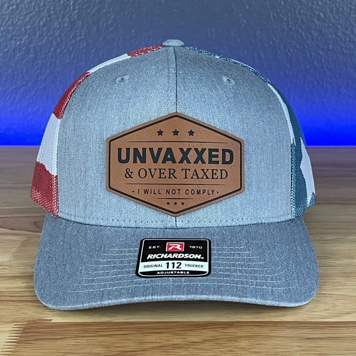 UNVAXXED & OVER TAXED Leather Patch Hat Rawhide