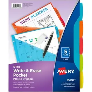 Avery 5TB Write-On Dividers, Asstorted Color