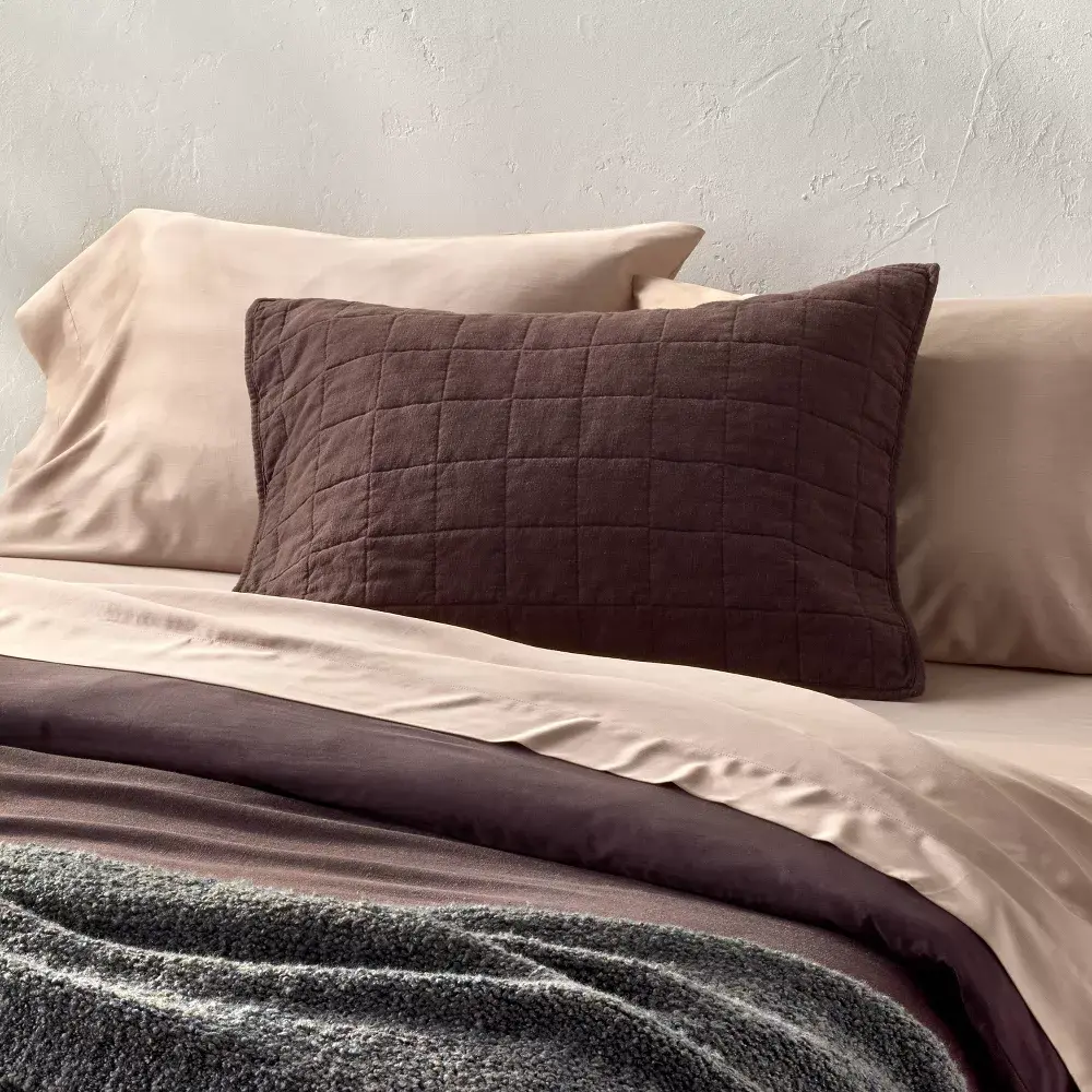 Casaluna Heavyweight Linen Blend Quilt Sham Dark Fig