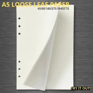 A5 Dotted Paper Refills (40/90/180/270 Sheets) 100gsm Premium Thick Journal Paper 6 Ring Binder Inserts (21x14.2cm) Acid Free Grid Filler Paper for Planner Notebook School Office Supplies (1/2/4/6 Packs) No-Bleed Eye-Care Ivory No Bleeding