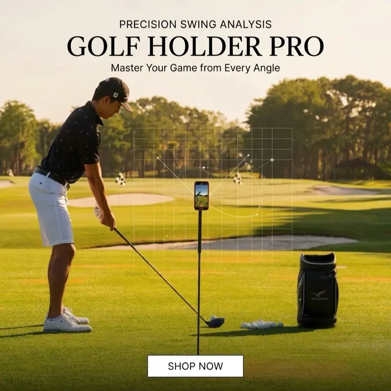 52" Adjustable Golf Monopod Selfie Stick with Ground Spike, Phone Holder & Swing Analyzer for Training Aid & Swing Recording