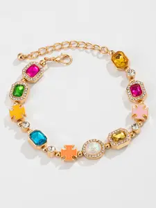 Vintage Bohemian Style Colorful Crystal Bracelet, Luxury Men's Jewelry, Couple Accessory, Daily Wear, Holiday Gift for Friends
