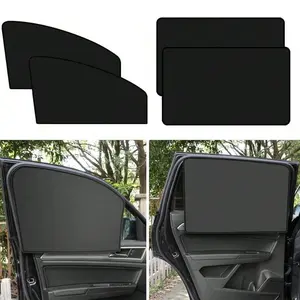 2pcs/4pcs Magnetic Car Sun Shades - Double-Sided Light-Blocking Privacy Curtains with Roll-Up Design, Fit for Most Vehicles, Heat & Glare Reduction, Summer Sun Protection, Car Window Sun Shade, Magnetic Sunshades