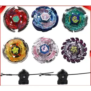 Metal Fusion BeyBattle Set with Launchers, Gyros 6 Pack Bey Burst Battling Tops Metal Fusion Starter Set with Stickers Two Launchers