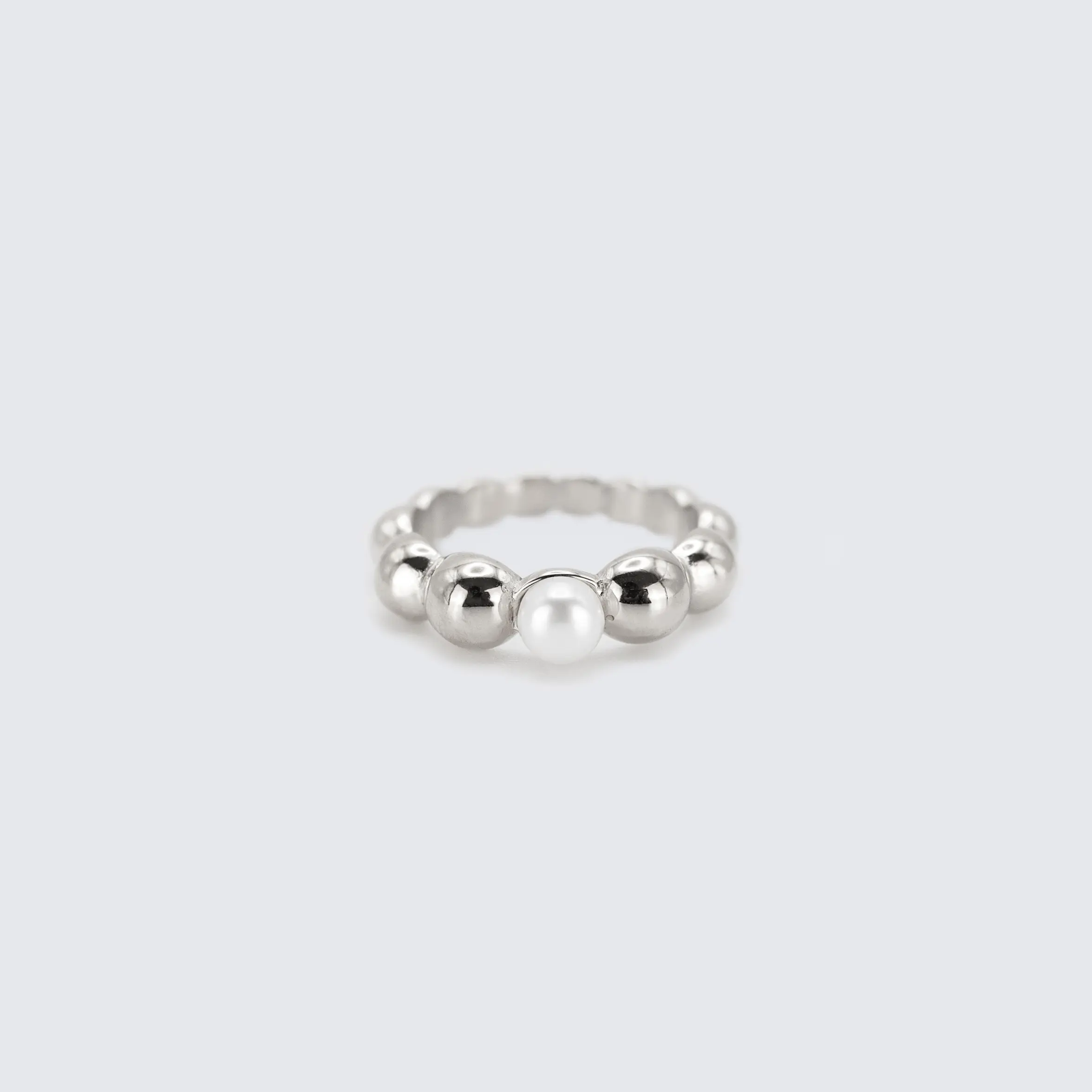 Steel Bubbles Pearl Ring