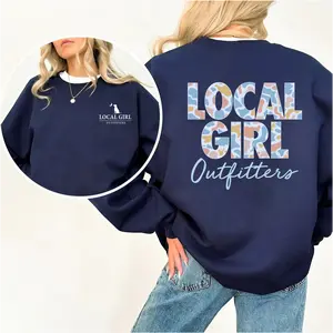 Local Girl Blue Camo Sweatshirt For Women And Men, Vintage Graphic Clothing, Cozy Cotton Unisex Top, Stylish Everyday Streetwear Gift