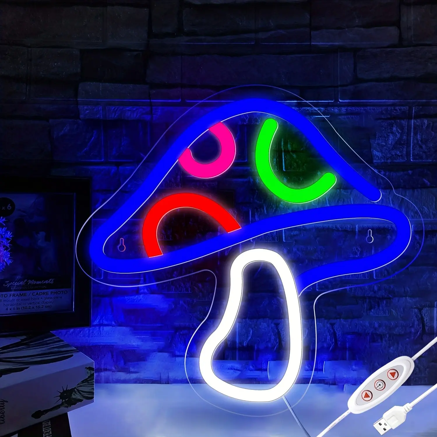 LED Neon Mushroom Sign - Multicolor Wall Decor with Dimmable Brightness, Pendant Hanging Chain for Bedroom, Bar, Party Decorations, Mushroom Decor, Bedroom Lighting, Decorative Lighting, Durable Lighting, Home Decorators, Led Ambient Lighting