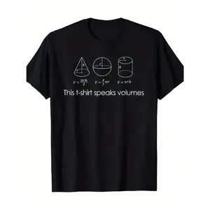 Men's Funny Math & Science Geeky Pun T-Shirt - "This T-Shirt Speaks Volumes" Graphic with Geometric Shapes & Equations, Breathable Cotton, Slight Stretch, Regular Fit Crew Neck Short Sleeve Tee for Casual Casual Attire, Funny T Shirts, Humorous Graphic Te
