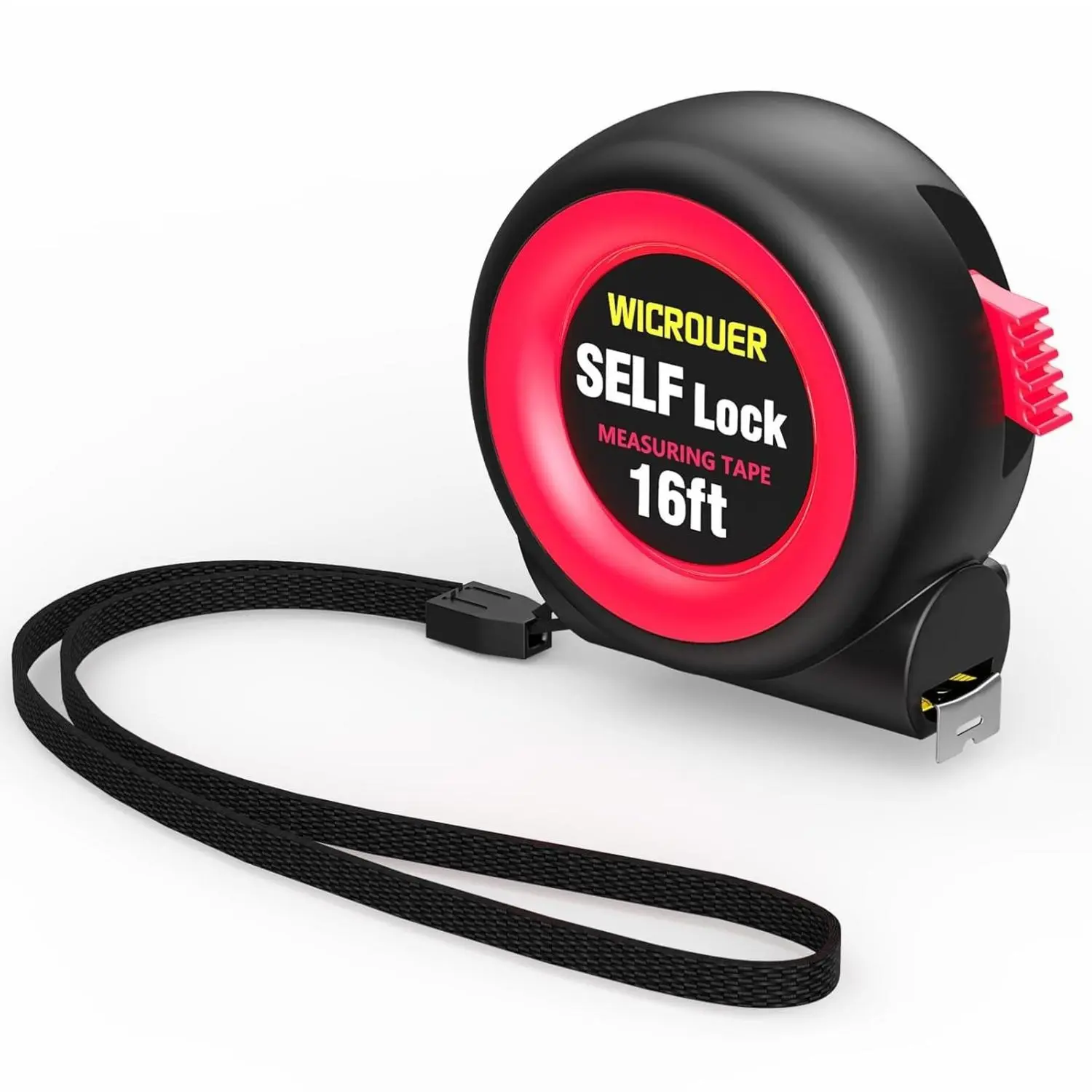 16FT Self-Locking Steel Retractable Tape Measure - Imperial-Metric Scale, IMD Precision, Easy-to-Read, Anti-Slip Rubber Shell, Flat Surface Compatible, Hanging Rope, Ideal for Carpenters, Handicrafts Enthusiasts
