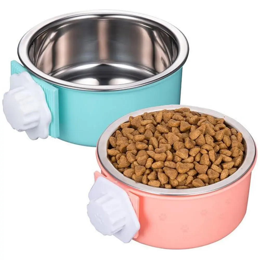 2-Pack Lightweight Stainless Steel Pet Bowls, Removable Hanging Anti-Overturn Containers for Birds, Squirrel, Rabbits - 4.92 Inch Attach to the Cage Water Feeder, Bowl/Dish, Diameter: 4.92 Inch, Round, High: 2.16 Inch