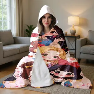 Disney Princess Hooded Flannel Blanket, Soft Comfortable Wearable Throw, Perfect for Home Leisure, TV, Reading, Gaming, Travel, Office