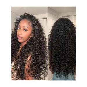 Jerry Curly Half Wig 200% Density Seamless Flip Over Half Wig Glueless Wear And Go Drawstring Human Hair Wig For Women 26 Inch