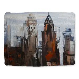360 Stand Stylish Contemporary 14x18" Stainproof Braided Polyester Rectangular Placemat, Gray Cityscape Design Tableware for Home Decor (Model CBPM14183TLMHL), Coasters For Table