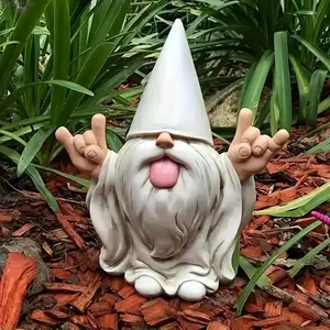 Creative Artistic Garden Design Naughty Gnome Figurine, Funny Tongue-Sticking Dwarf Resin Ornament, Novelty Pastoral Style Outdoor Decor, Waterproof Resin Craft Perfect for Yard, Patio, Lawn, Balcony & Home Garden Landscape Decoration