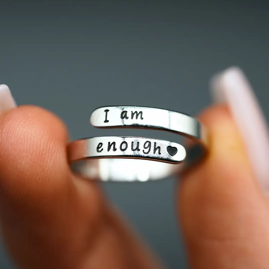 I Am Enough Ring - Remind Yourself of Your Worth and Create Positive Thought Patterns