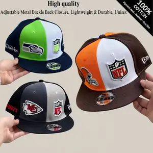 New Era NFL 9FIFTY Snapback Hat Seattle Seahawks Cleveland Browns Kansas City Chiefs Colorblock Flat Brim Adjustable Football Cap Embroidered Logo Streetwear