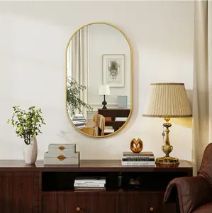 36 x 24.2 Oval Bathroom Mirror Wall Mounted Mirror with Durable Frame, Gold