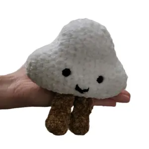 Hand-made Cloud Amigurumi - Soft Plush Toy with Simple Features and Brown Legs