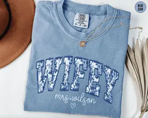 Personalized Wifey Shirt, Mrs Shirt, Vintage Wife Graphic Tees, Toile Du Jouy Bride To Be Gift, Coquette Honeymoon Tee Top, Shirts for Women Outfits