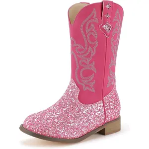 Toddler Girls Cowgirl Boots Western Glitter Cowboy Boot Mid Calf Boots Little Kids Big Kid Horse Riding Shoes Party Birthday Dress Up Dance