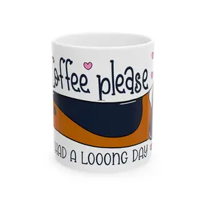 Coffee Please Dachshund Mug | I Had a Looong Day, Cute Dog Hearts