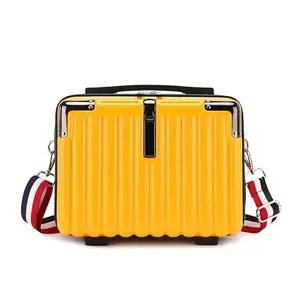 Compact Travel Makeup Case, Large Capacity Cosmetic Organizer, Skincare Storage, Durable Plastic, Adjustable Shoulder Strap, Travel Cosmetic Bag