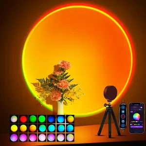Sunset Lamp Multicolor Changed Night Light Projector with Button ,APP Control,360?Rotation for Room Decor,Party, Live,Photography (Multicolor)