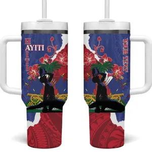 Personalised Haiti Le Marron Inconnu Tumbler With Handle Dashiki Mix Polynesian Pattern