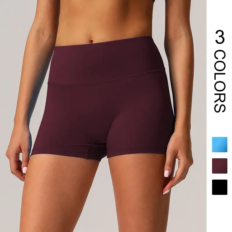 Women's Solid High Waist Gym Shorts, Casual Comfy Breathable Quick Drying Skinny Fit Shorts for Yoga Gym Workout Running, Ladies Sportswear for All Seasons