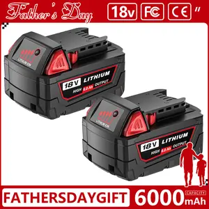 6.0Ah 18v Battery Compatible with Milwaukee m-18 Battery 2-Pack 48-11-1865 48-11-1850 48-11-1860 48-11-1865 48-11-1852 48-11-1840 48-11-1862 Cordless Power Tools #fathersdaygift