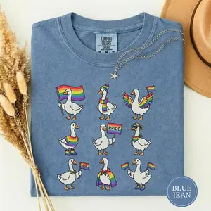 Comfort Colors Pride Geese T-Shirt, Funny LGBTQ Goose Shirts, Gay Pride Animal Shirt, Pride Month Graphic Tee, Queer Pride Shirt, Cute Pride Gift for Her