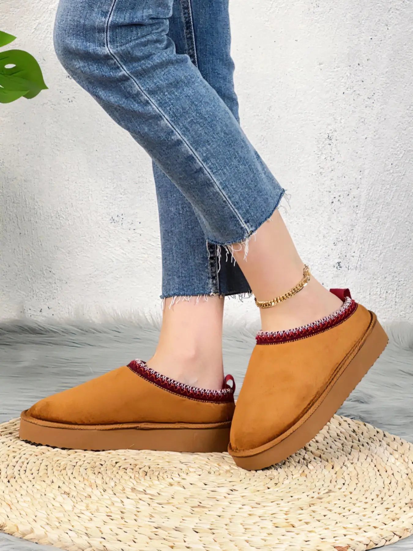 Women's Solid Color Round Toe Fluffy Slippers, Casual Comfortable Home Slippers, Warm Slippers for Indoor Use for Fall & Winter, House Shoes