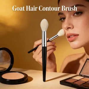 Goat Hair Contour Brush, Face Contour Powder Blush Highlight, Tapered Makeup Tool, 100% Goat Hair, Sculpting Makeup Brush 002