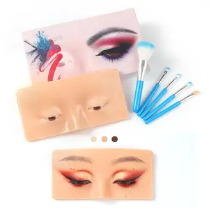 Makeup Practice Face Board, 3D Reusable Silicone Make up Mannequin Face with 5PCS Makeup Brush, Eye Make up Practice Board for Beginner or Professional Enthusiasts Bueuo