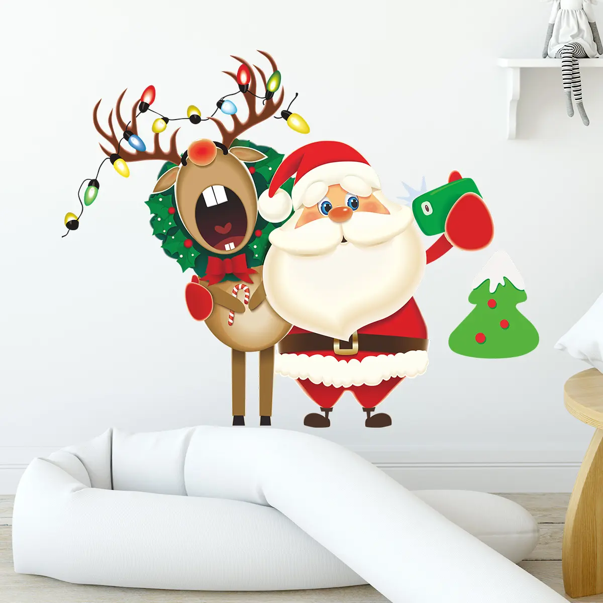 Christmas Wall Stickers Set with Santa Claus, Reindeer, Snowman for Window Glass, Easy Peel and Stick Art Decor for Bedroom, Living Room, Christmas Party Supplies