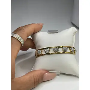 Sparkle Heart Gold Bangle Bracelet/ Stackable Bangles Arm Candy
