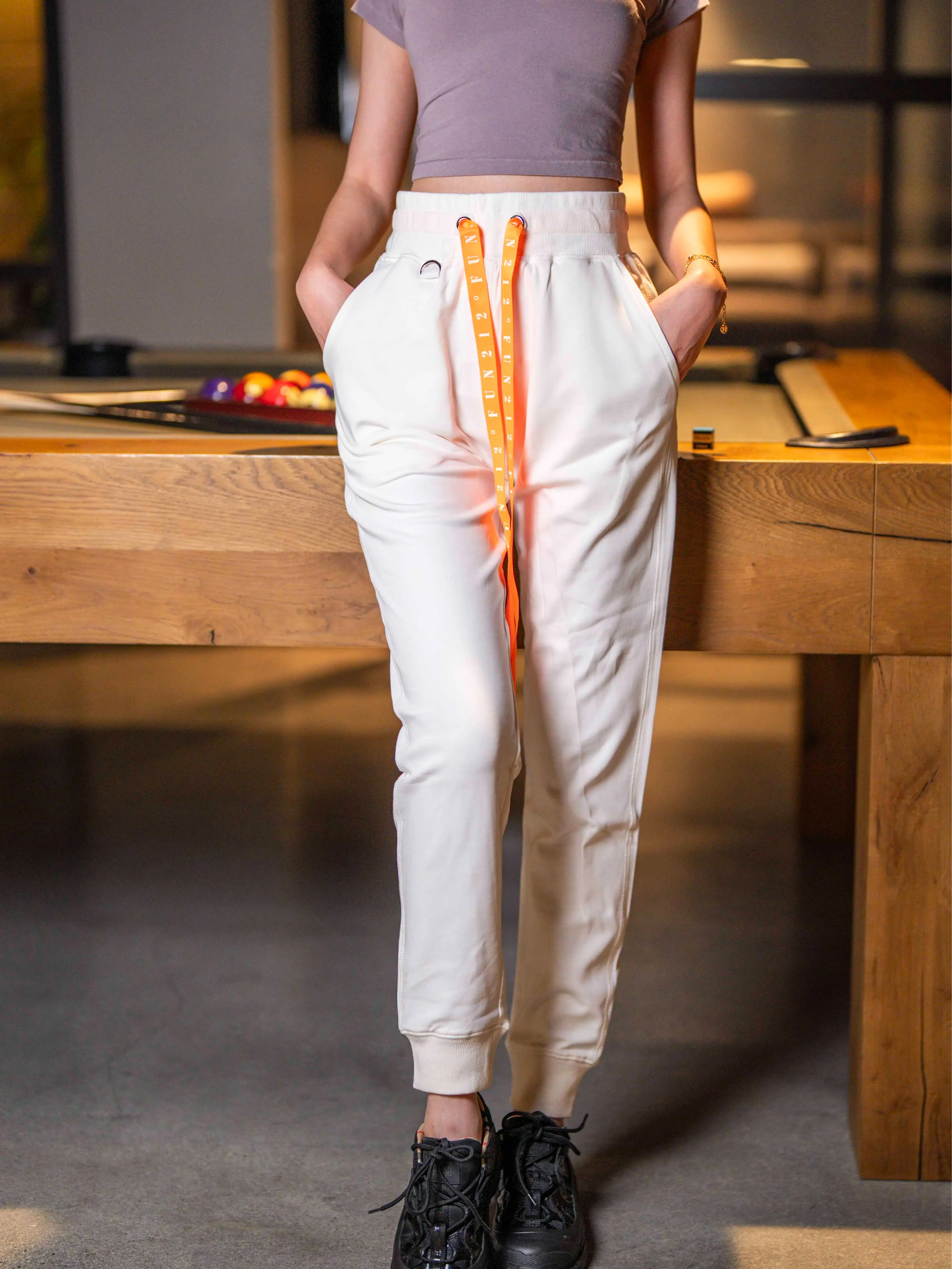 Women's High-Waist Orange Cotton Slim-Fit Jogger Pants - Plain Design for Comfort & Style Casual Womenswear Fit Size 0-18