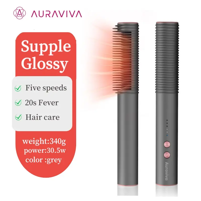 Auraviva Hair Straightener | Curl Straightening Brush | Easy to Use | Portable Hair Styling Tools